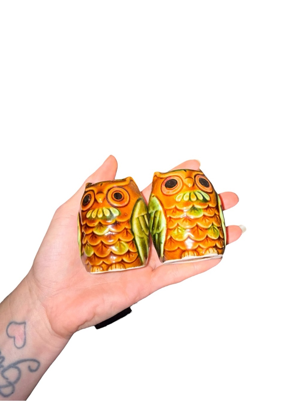Vintage forest owl salt and pepper shakers